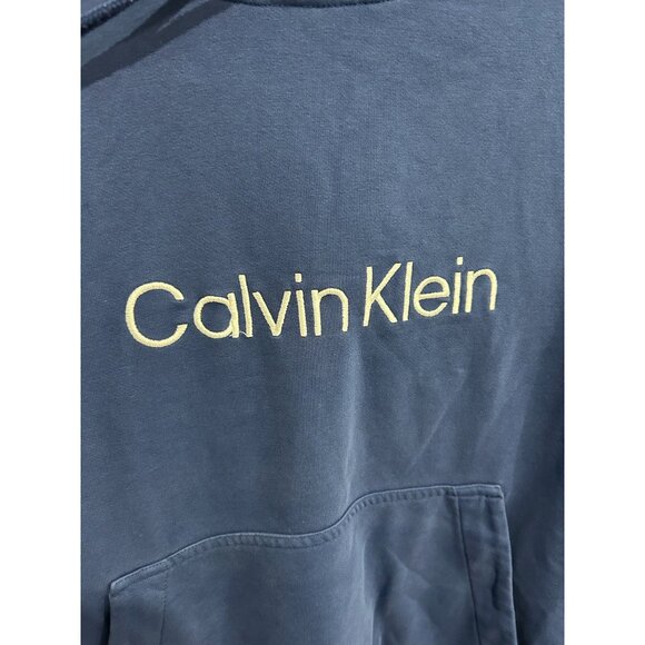 Calvin Klein Blue Hoodie With Kangaroo Pocket Drawstring Hood Sz Large - Picture 4 of 9
